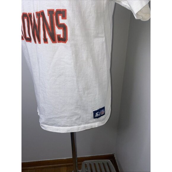 Vintage Starter Single Stitch T Shirt Cleveland Browns L Made in USA White Tee - Picture 3 of 11